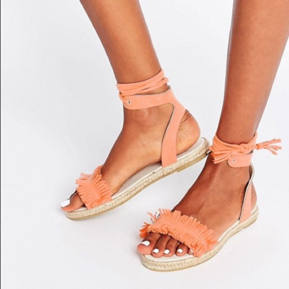 Orange Fringed Sandals size 7.5